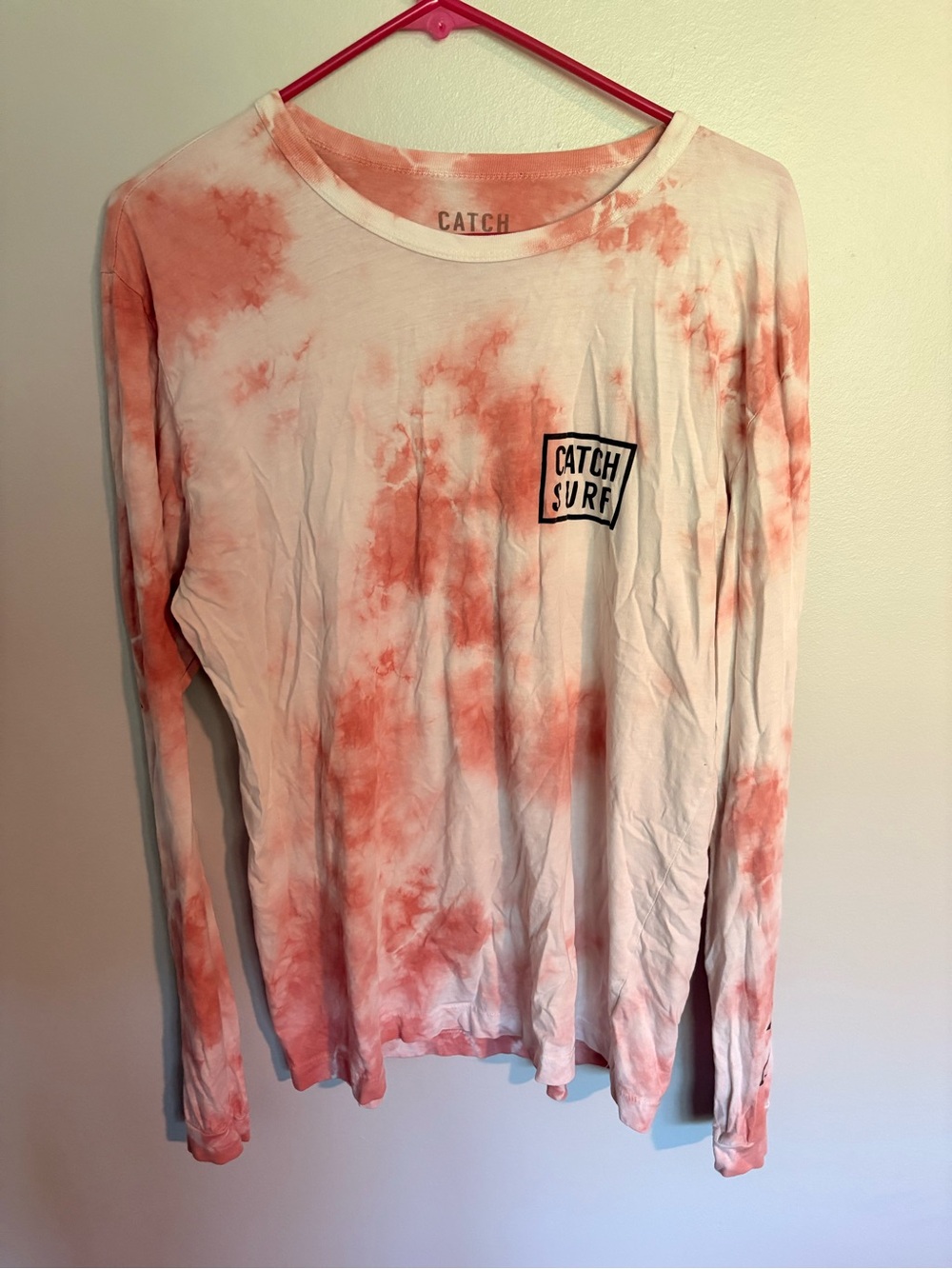 Women's Long Sleeve Tie-Dye Tee in Coral
